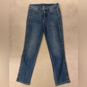 White House Black Market High-Rise Everyday Soft Slim Ankle Jeans beaded sides